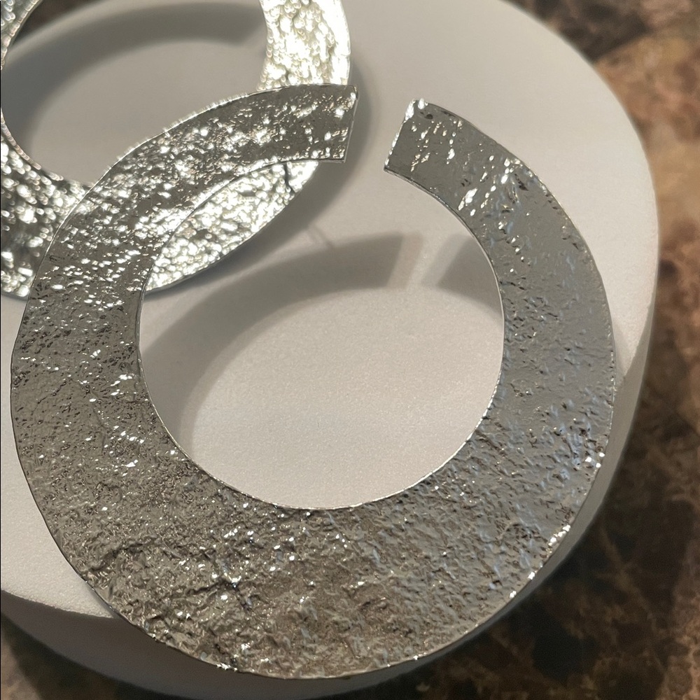 Silver Flat Statement Hoop - Picture 7 of 13
